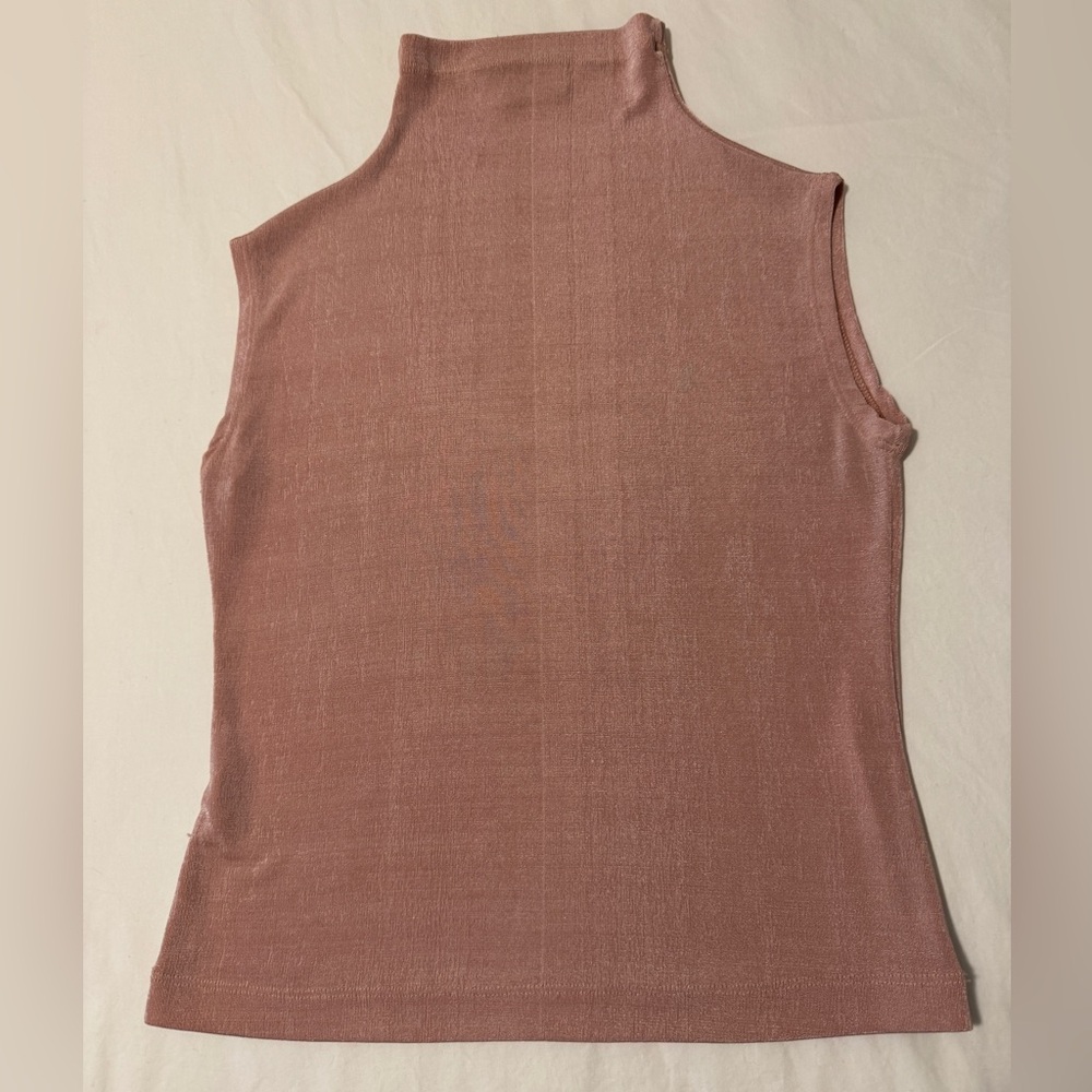 Ash Creek Trading Size Medium Vintage Sleeveless Pink Turtleneck Top Blouse